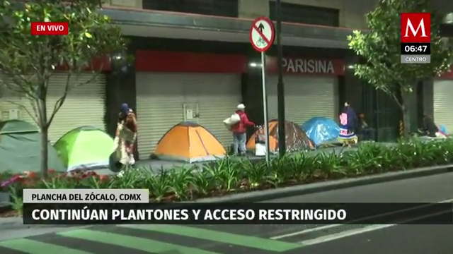 Continúan plantones y acceso restringido en el Zócalo de la CdMx