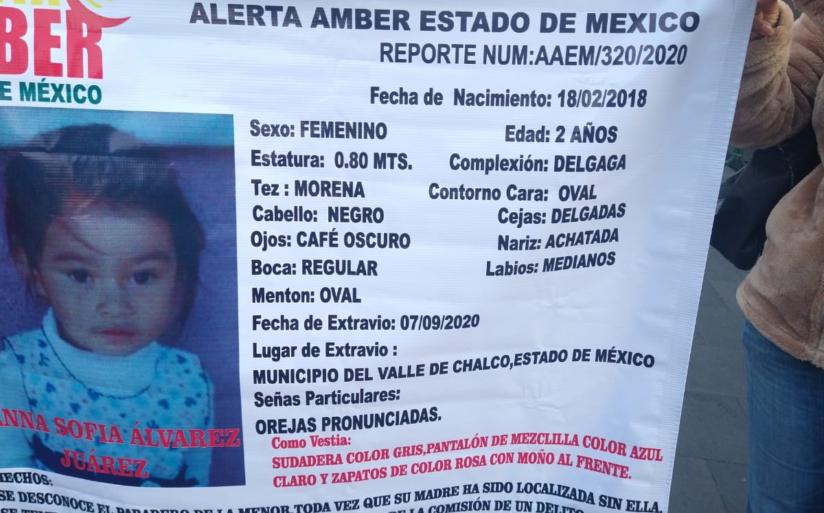 Danna Sofia se extravió el 7 de septiembre en el Municipio del Valle de Chalco. (César Velázquez)