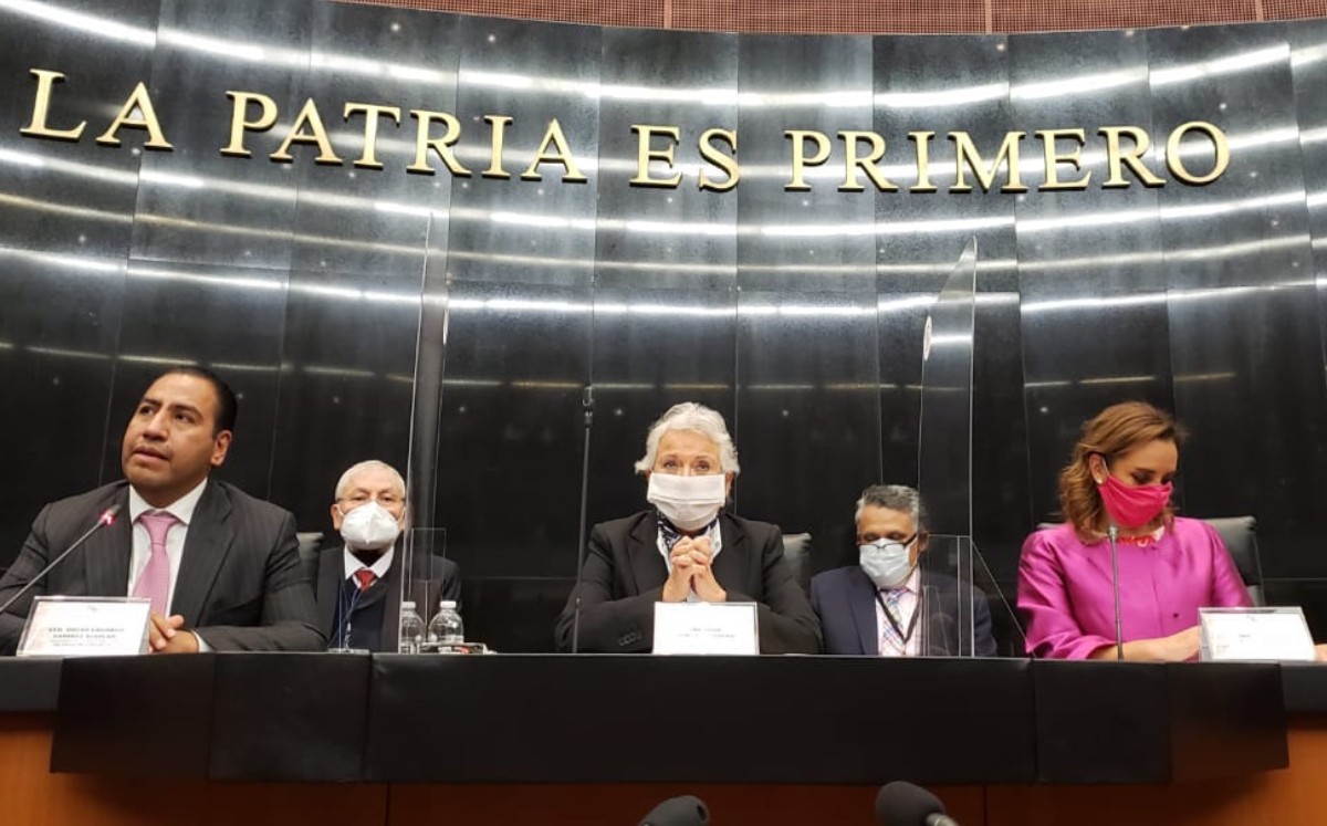 Sánchez Cordero acudió al Senado con motivo de la glosa por el Segundo Informe de Gobierno de López Obrador. (Twitter)