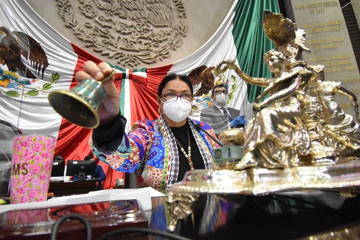 Dulce María Sauri Riancho durante la discusión de la Ley de Remuneraciones en la Cámara de Diputados. (Cuartoscuro)