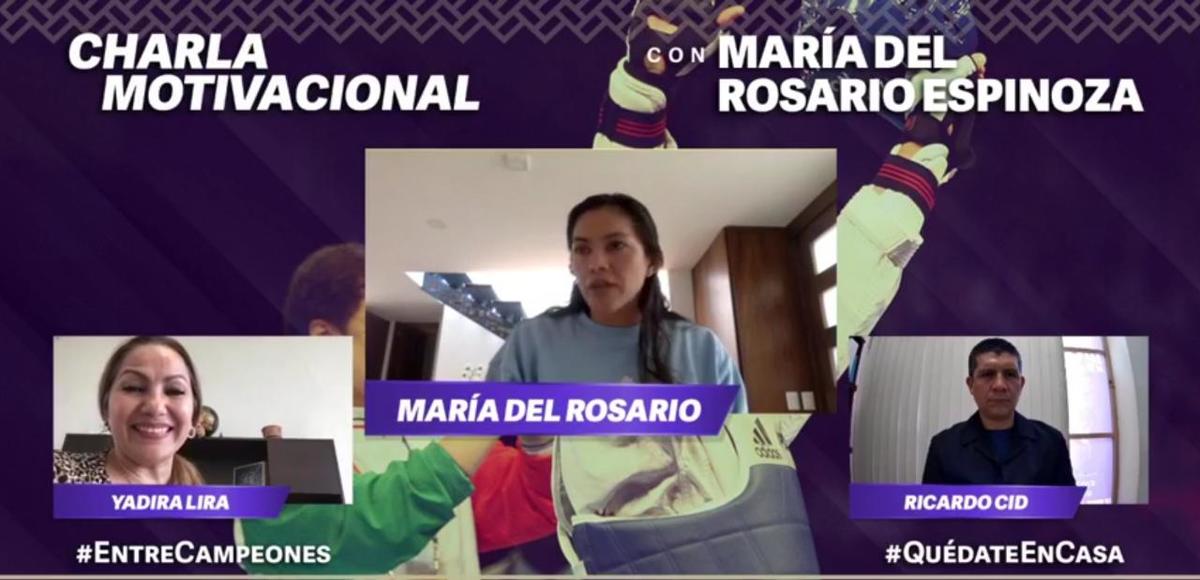 María del Rosario Espinoza en el programa virtual "Entre Campeones". (Especial)