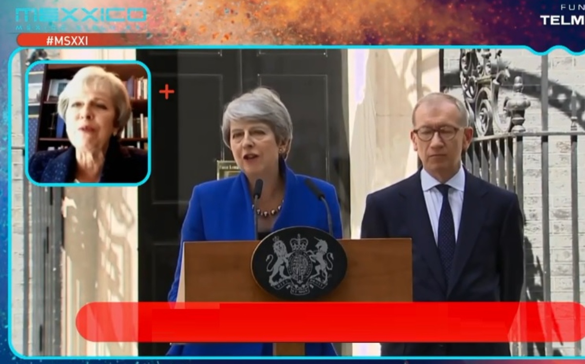 Theresa May, ex primera ministra del Reino Unido, en México Siglo XXI. (Especial)
