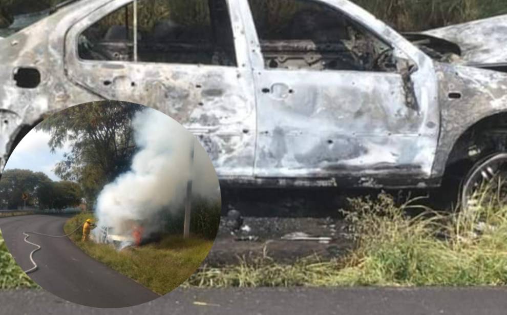 Asesinan a policía en carretera a Valle de Santiago e incendian su auto