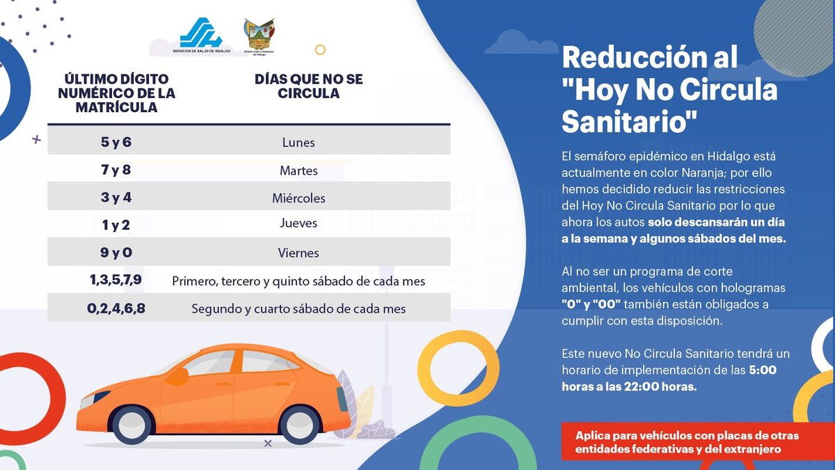 Hoy No Circula Sanitario en Hidalgo.