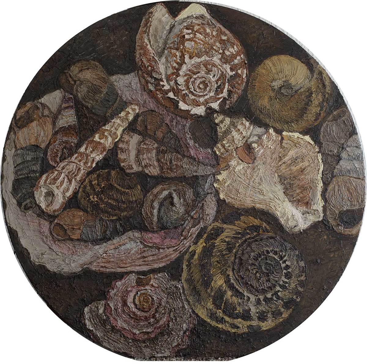 "Evolución", óleo sobre tela, 80 cm de diámetro, 2020.