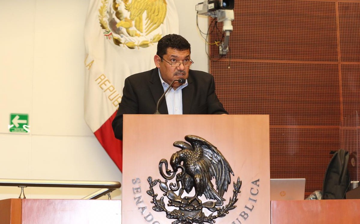 Javier May, secretario del Bienestar, durante su comparecencia en el Senado. (Twitter)