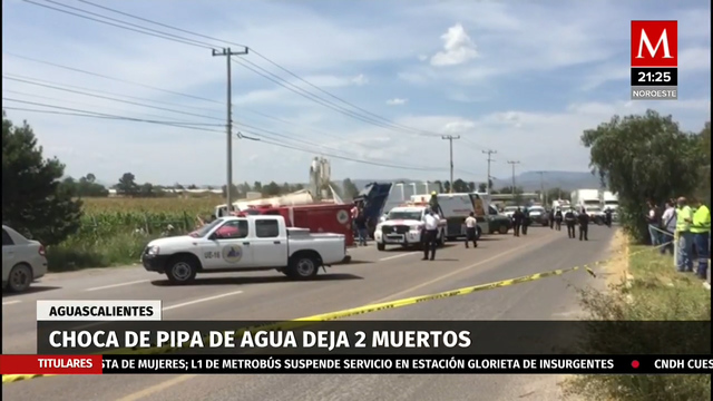 Choque de pipa de agua deja dos muertos en Aguascalientes