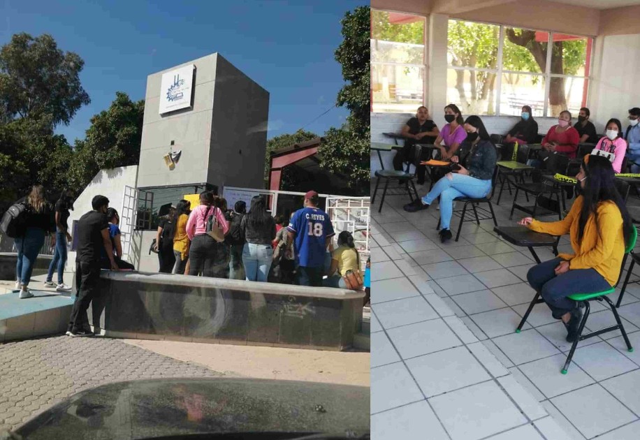 Un grupo de por lo menos 20 ex alumnos se manifestaron en el CBTIS número 196. (Especial)