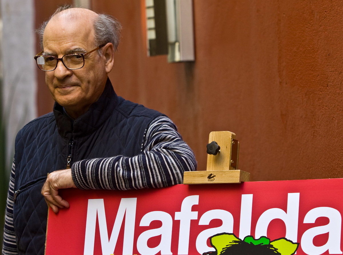 Quino, retratado en México en 2008. (Ronaldo Schemidt | AFP)