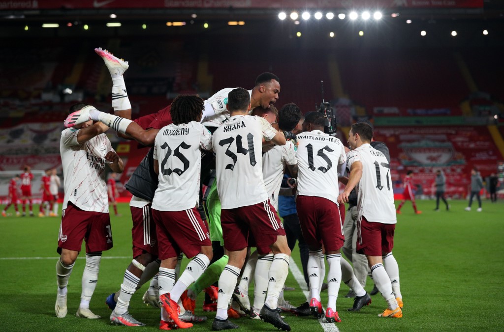 Arsenla eliminó al Liverpool en la Carabao Cup (AFP)