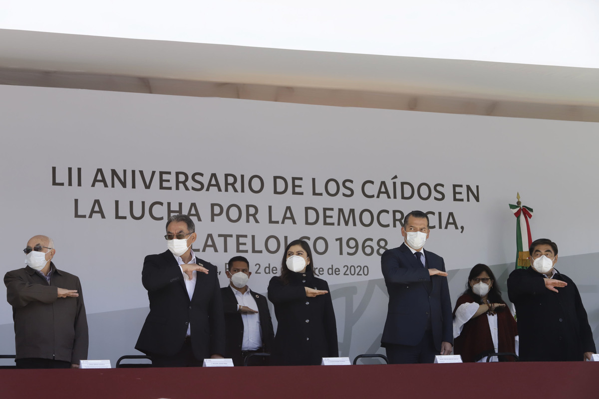 Ceremonia del LII Aniversario de los Caídos en Lucha por la Democracia Tlatelolco 1968. (Agencia Enfoque)
