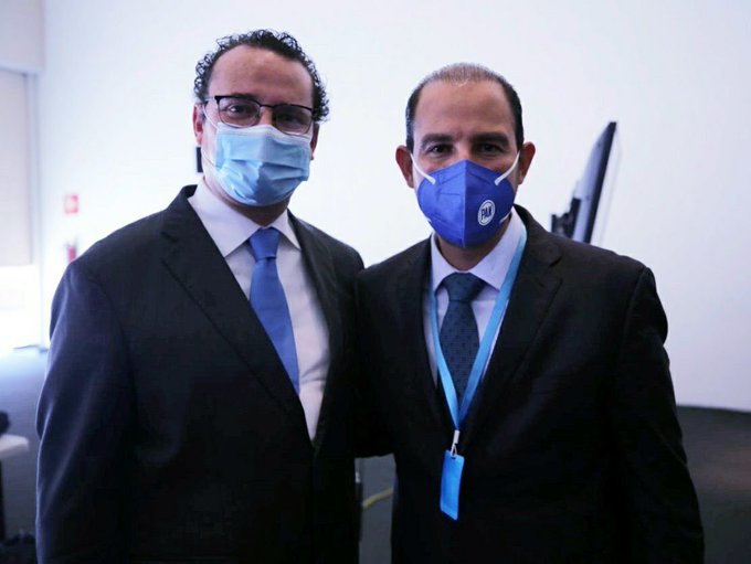 Marko Cortés junto al alcalde de San Luis Potosí, Xavier Nava. (Twitter: @MarkoCortes)