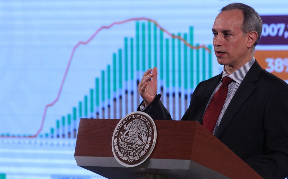 Hugo López-Gatell, subsecretario de Prevención y Promoción a la Salud, durante el informe de hoy. (Cuartoscuro)