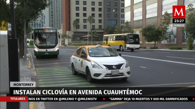 Instalan ciclovía en centro de Monterrey