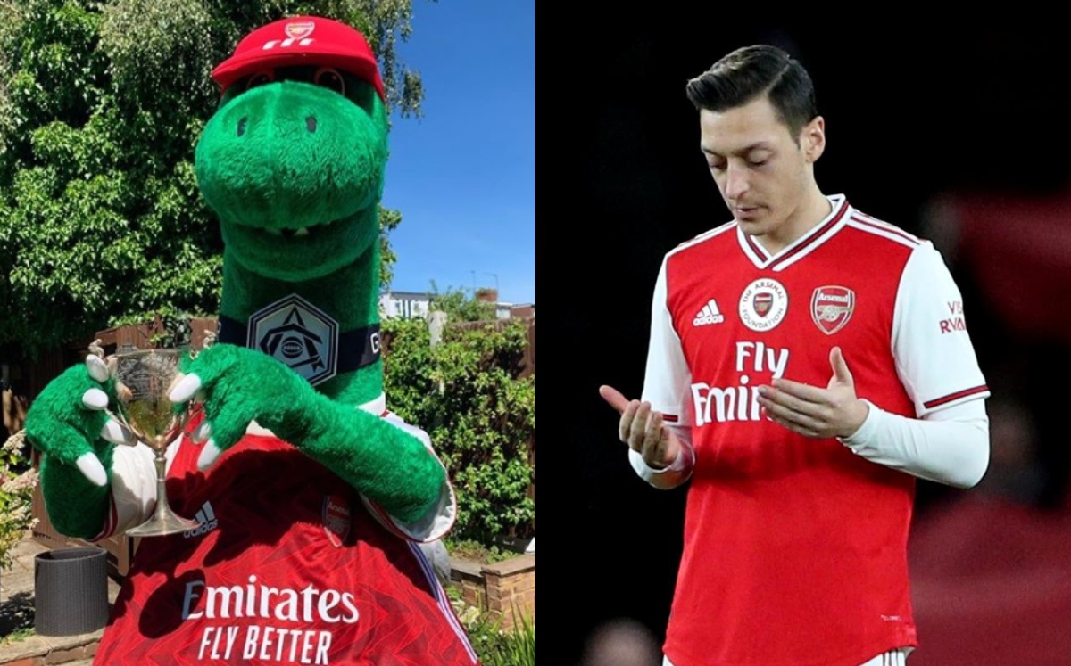 Mesut Özil se ofrece a pagar el sueldo de Gunnersaurus, la mascota del Arsenal (Instagram @officialgunnersaurus / Reuters)