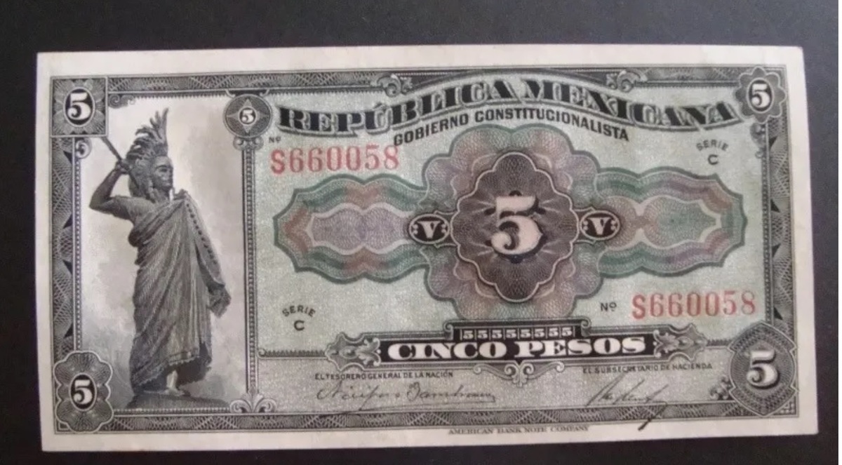 Billete de 5 pesos de los infalsificables (captura)