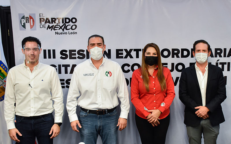 El dirigente del PRI estatal, Heriberto Treviño Cantú, encabezó las sesiones de forma virtual. (Cortesía)