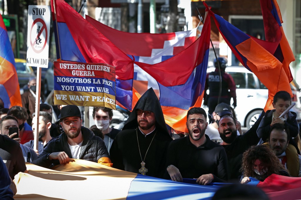 En diversas partes del mundo, la comunidad armenia ha protestado contra Azerbaiyán por la guerra. (AFP)