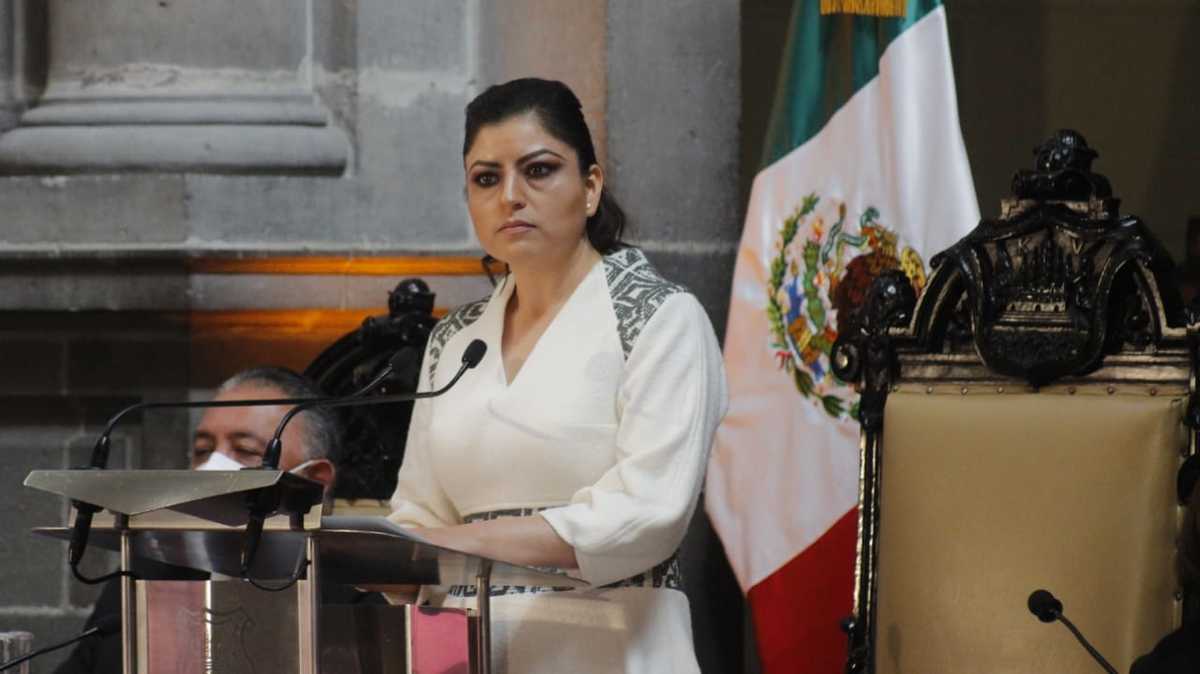 Claudia Rivera en su segundo Informe de Labores. (Ittay Aguilar)