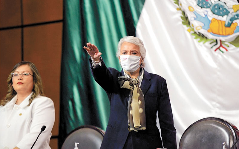 La titular de la Segob ayer en la Cámara de Diputados. (Fernando Damián)
