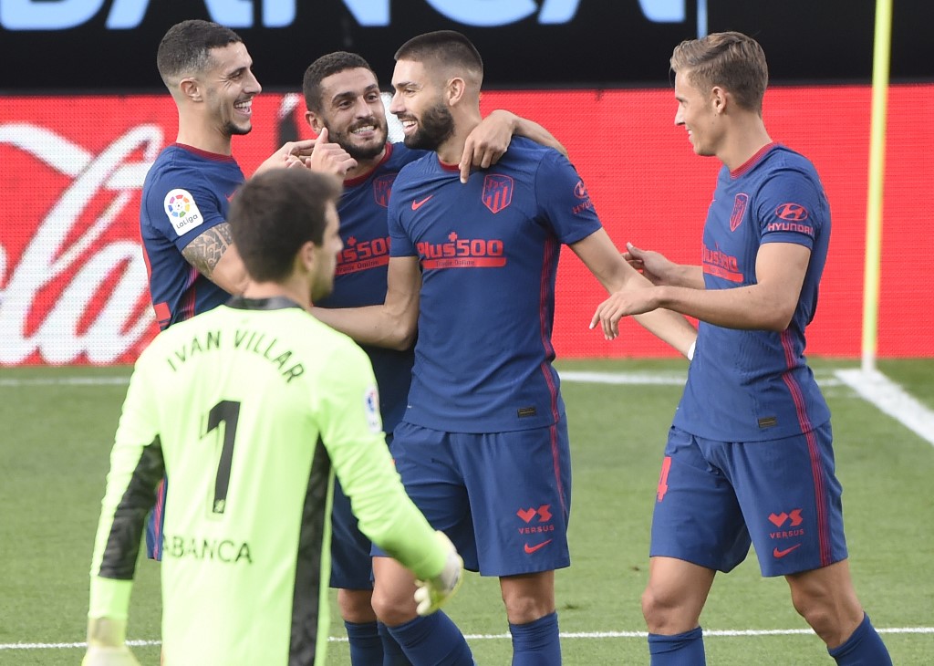 Atlético de Madrid celebra triunfo ante el Celta de Vigo (AFP)