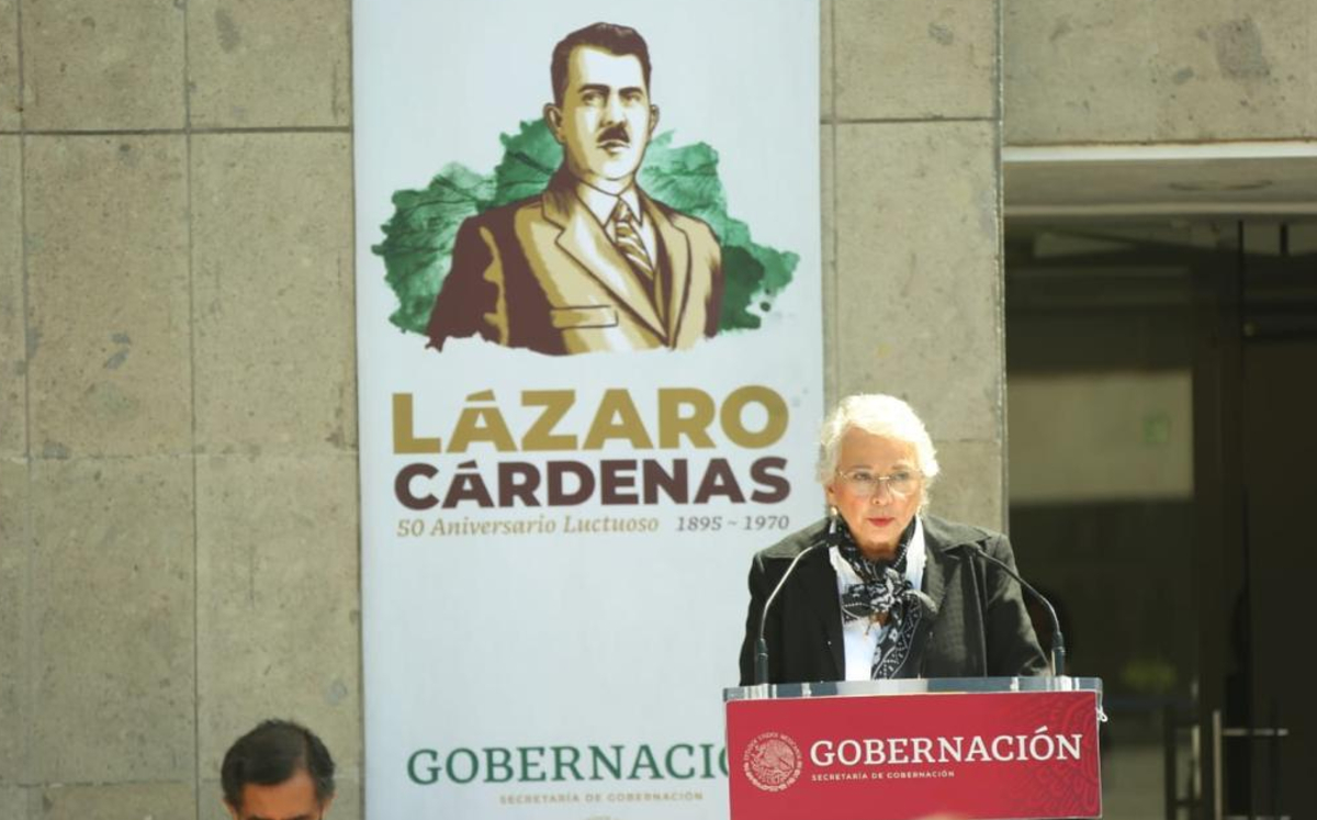 Olga Sánchez Cordero en aniversario luctuoso de Lázaro Cárdenas. (Twitter)