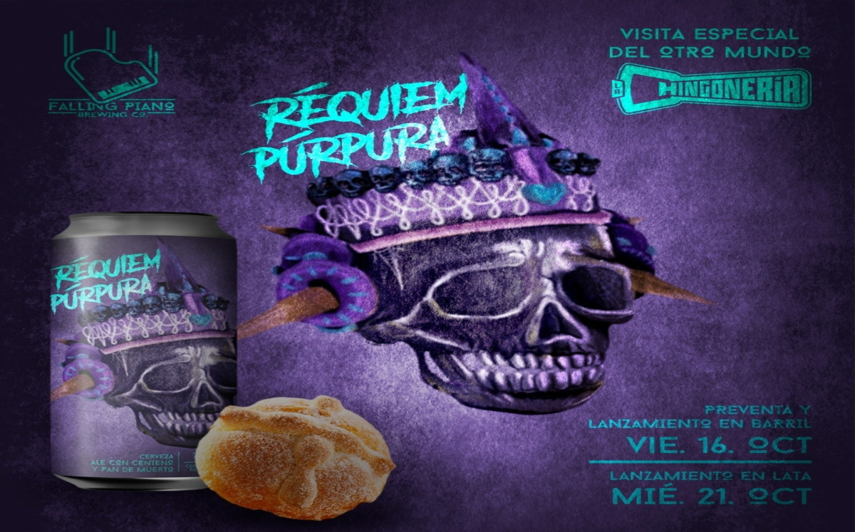 Réquiem Púrpura, cerveza artesanal hecha con pan de muerto (Falling Piano Brewing en Facebook)