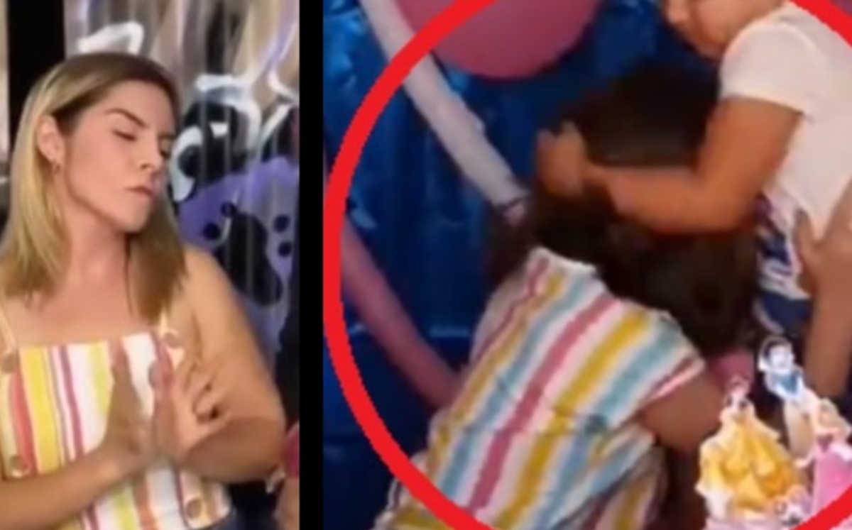Así imitó Karla Panini a las hermanas que pelearon por un pastel. (Captura)
