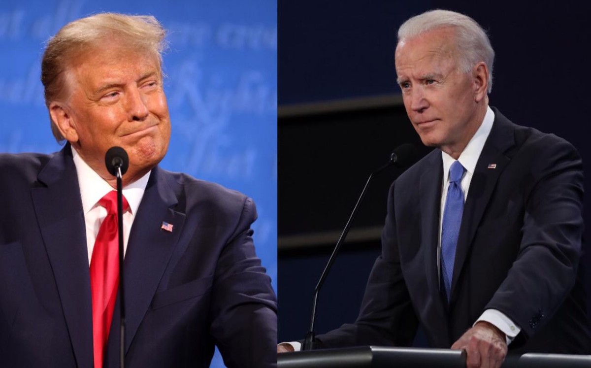 Donald Trump y Joe Biden durante el segundo debate presidencial (Especial)