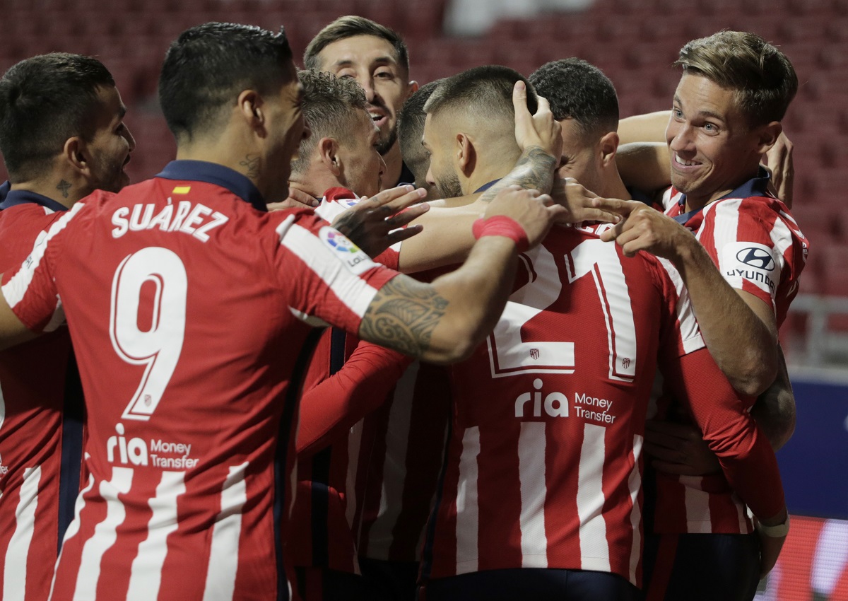 Jugadores del Atlético de Madrid en festejo de gol (Reuters)