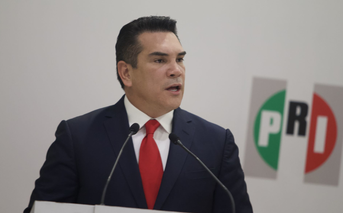 Alejandro Moreno, presidente del PRI en una conferencia de prensa. (Cuartoscuro)