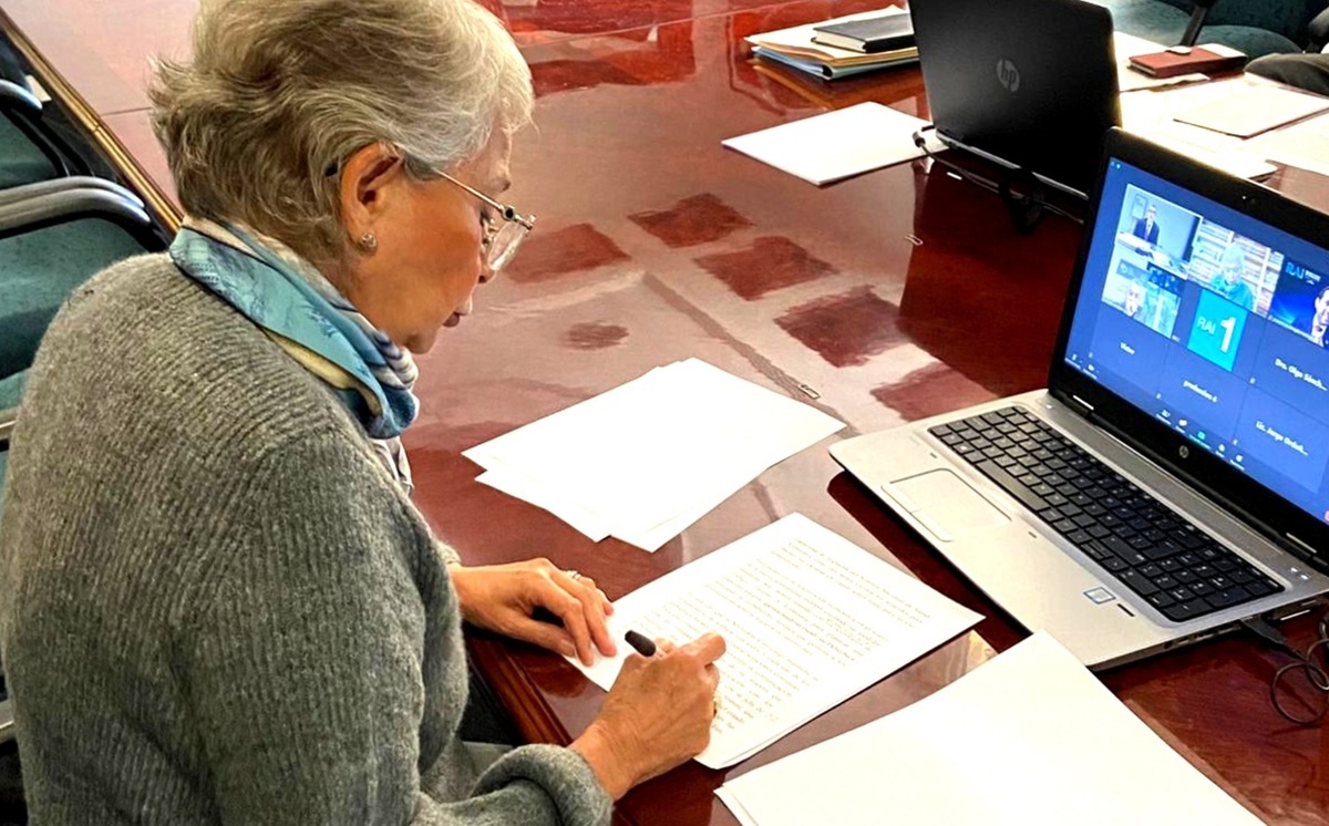 La secretaria de Gobernación, Olga Sánchez Cordero, en la CONCAMIN. (@M_OlgaSCordero)