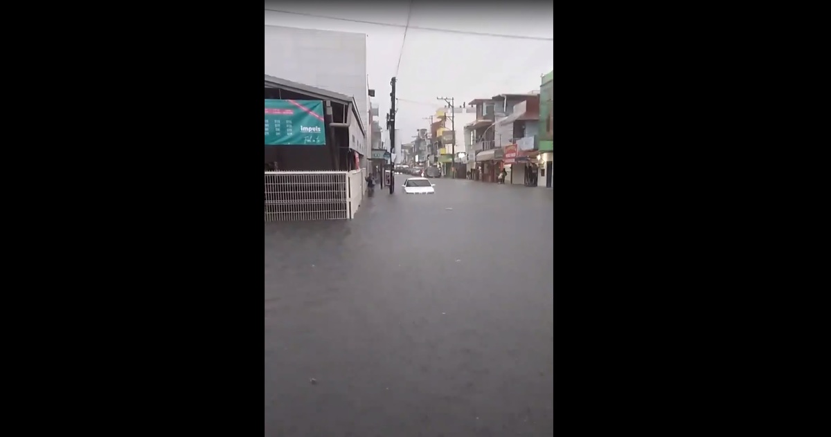 El nivel del agua cubre los autos que se encuentran en la calle. (Abraham Reza)
