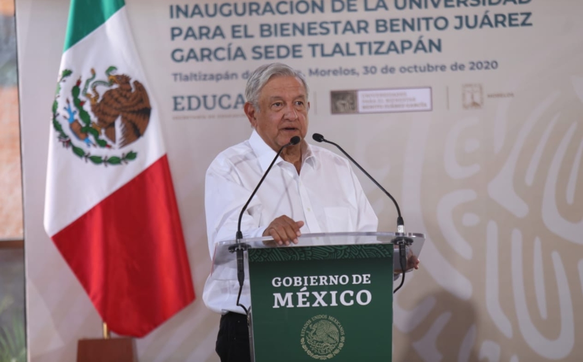 López Obrador durante la inauguración de l Universidad del Bienestar. (Juan Carlos Bautista)