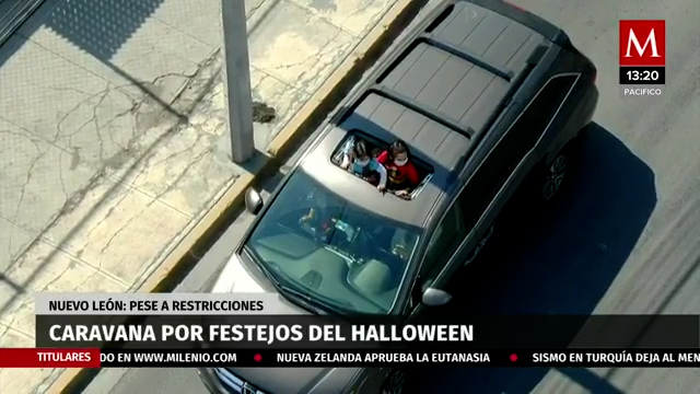 Pese a repunte de contagios, realizan caravana para celebrar Halloween en Monterrey