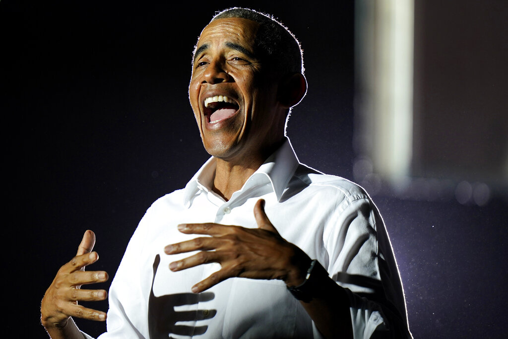 Barack Obama durante el cierre de la campaña de Joe Biden. (AP)
