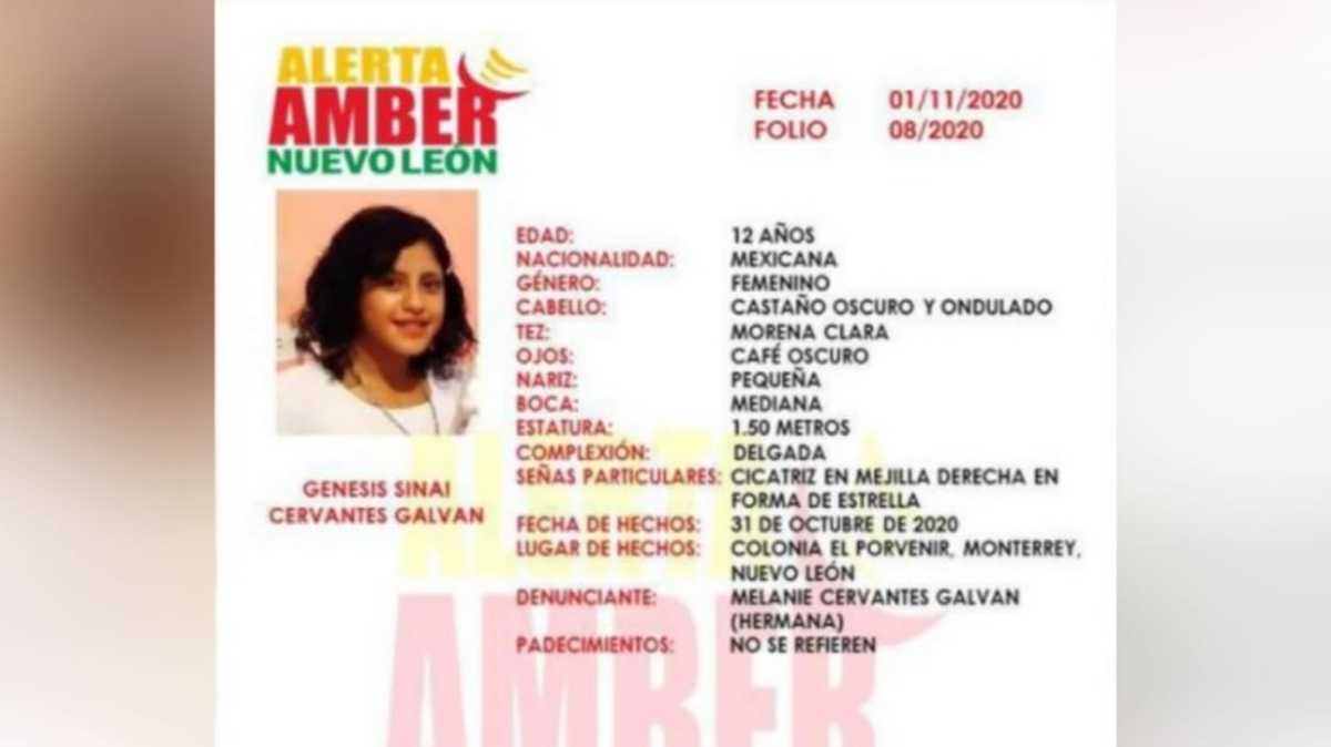 Niña desaparece en Monterrey tras salir a pedir dulces en Halloween. Foto: Especial.
