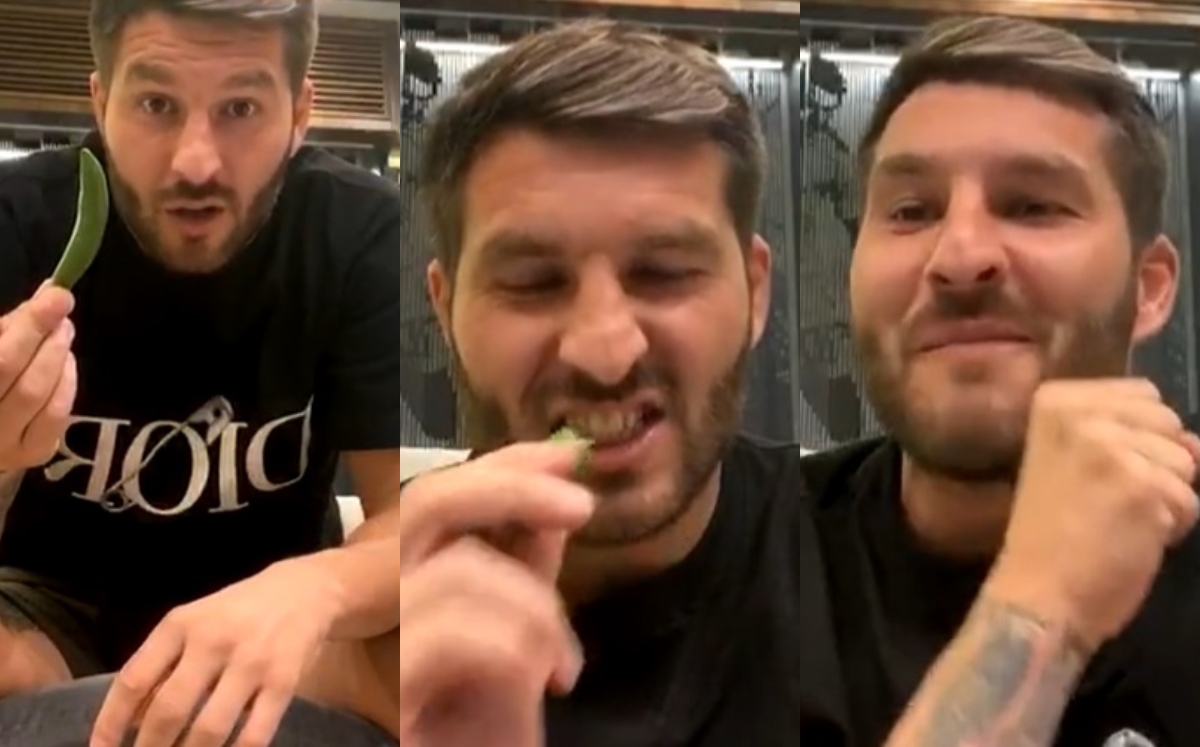 Gignac canta a ritmo de La Banda MS mientras come un chile (Instagram @jimenalongoria)