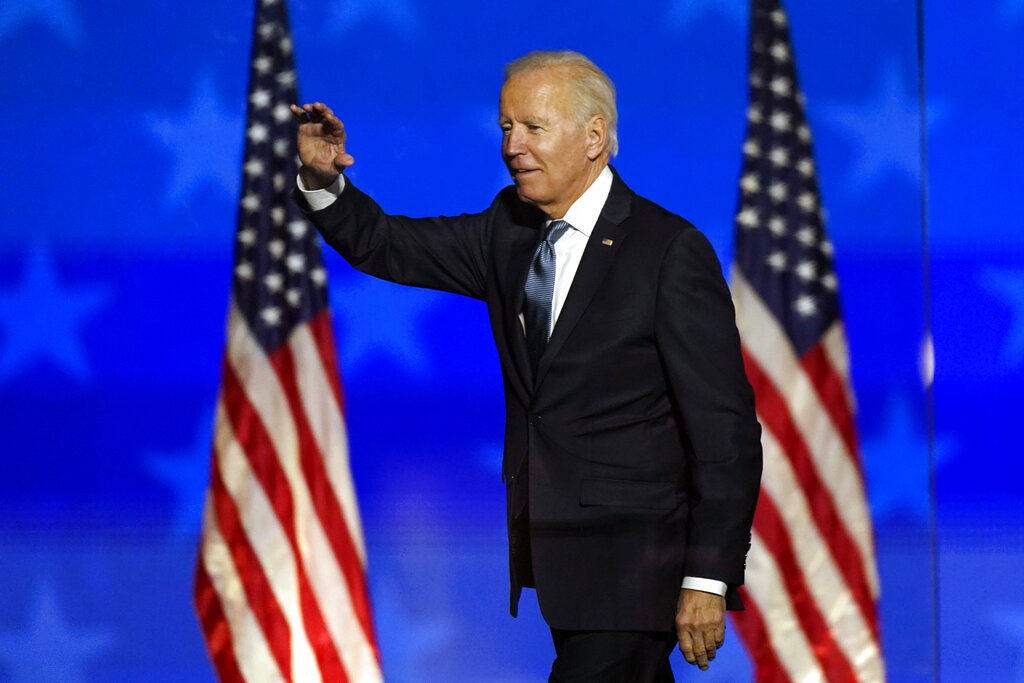 Joe Biden durante su pronunciamiento de la elección. (AP)
