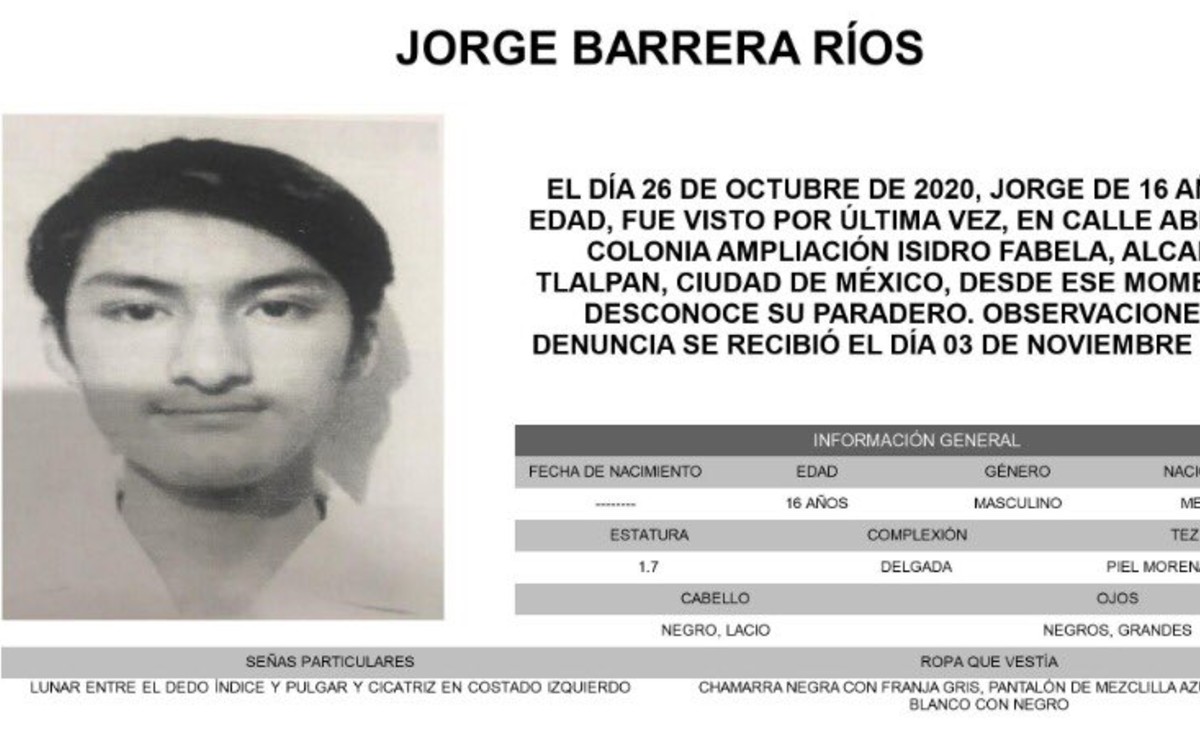 Activan Alerta Amber: piden encontrar a Jorge Barrera Ríos. (Twitter)