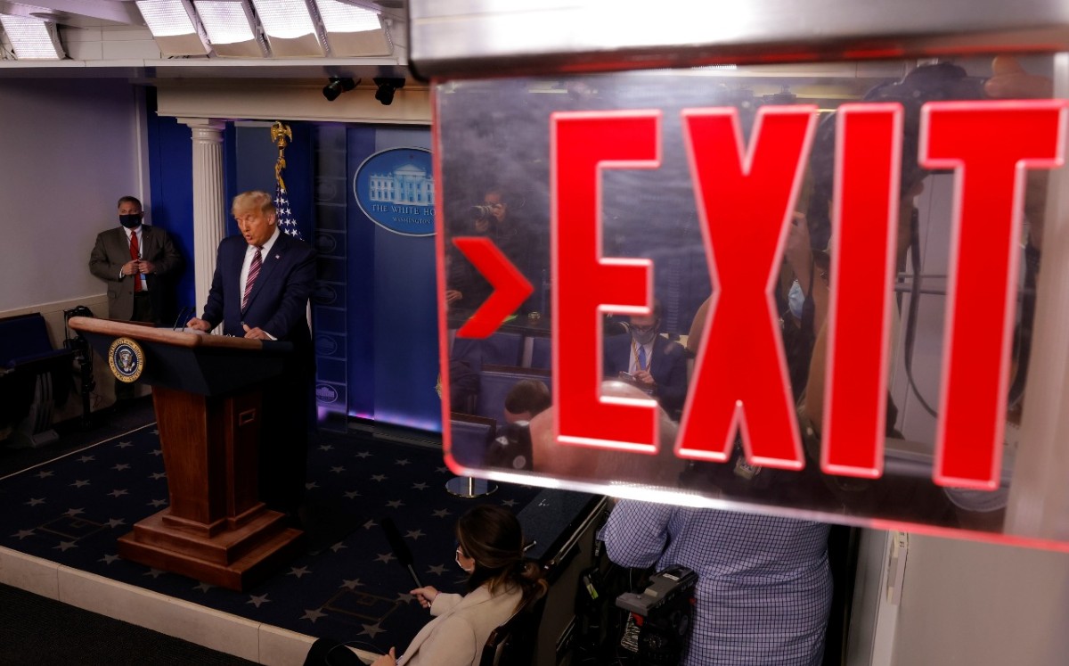 Donald Trump durante una conferencia de prensa esta tarde. (Reuters)