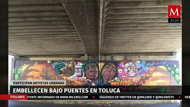 Embellecen bajo puentes en Toluca con murales