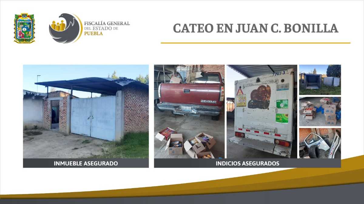 La FGE aseguró vehículos de procedencia ilícita, autopartes y cajas con mercancía. (Especial)