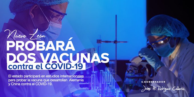 Nuevo León probará 2 vacunas contra el covid-19. Foto: Especial.