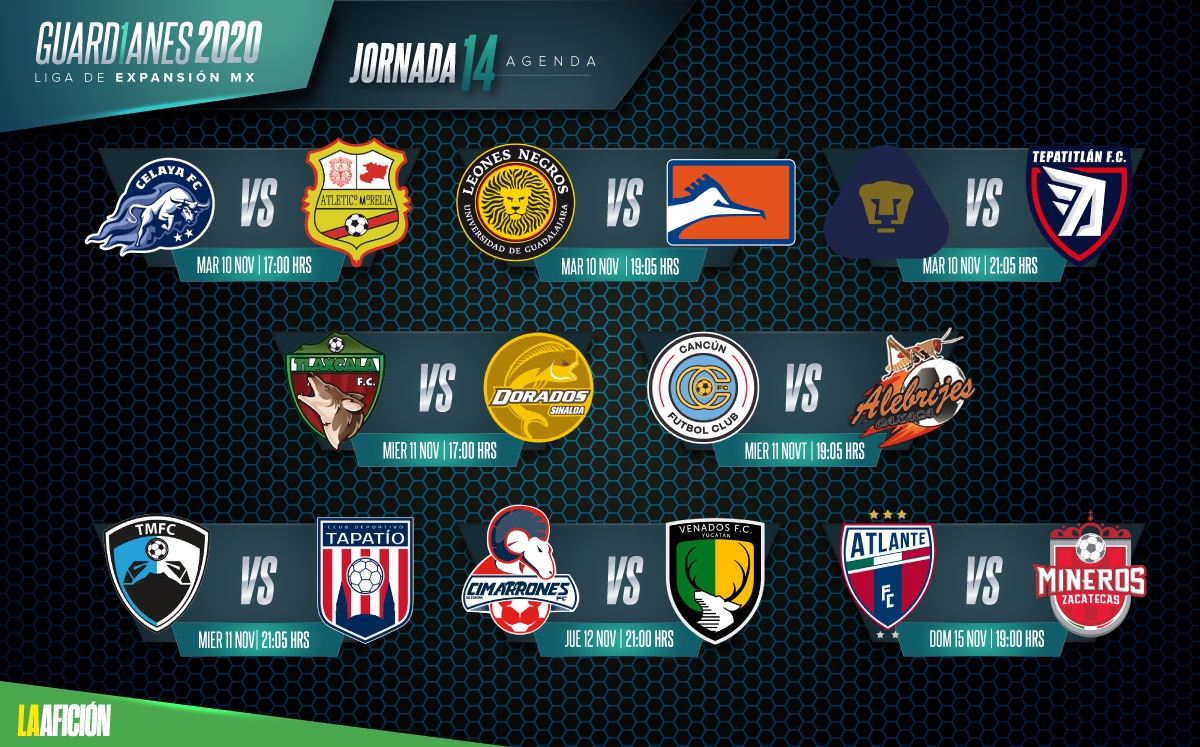 Fechas y horarios de la jornada 14 de la Liga de Expansión