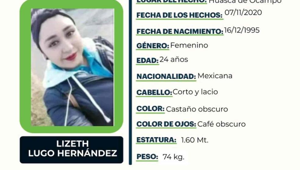 Ficha de búsqueda de Lizeth Lugo Hernández. (Cortesía)