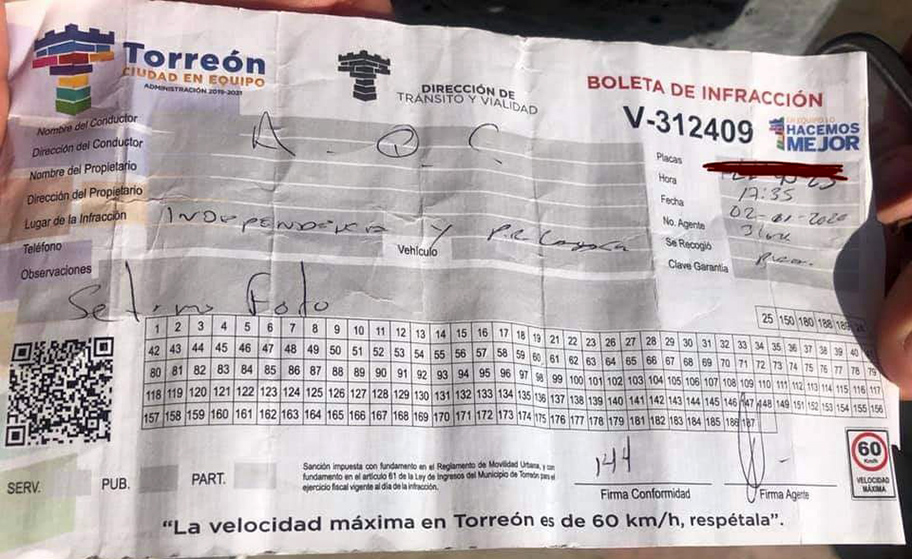 Multa en Torreón. (Especial)