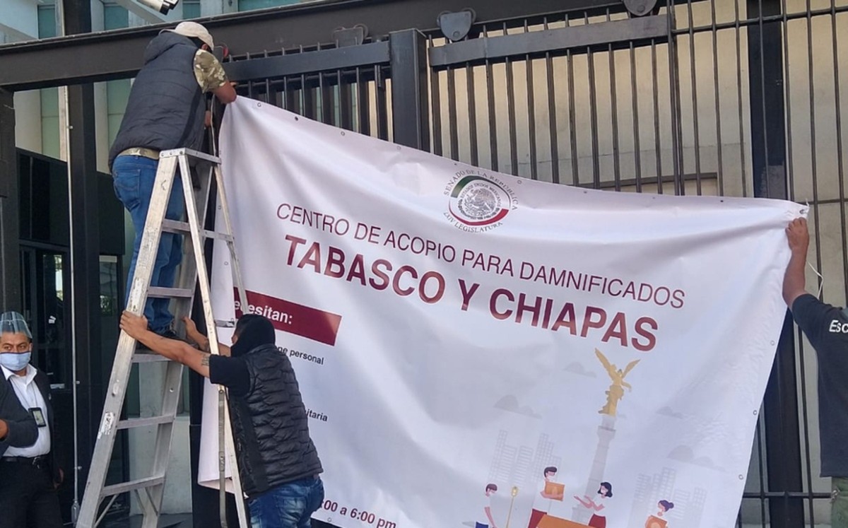 Senado instala centro de acopio tras lluvias en Tabasco y Chiapas