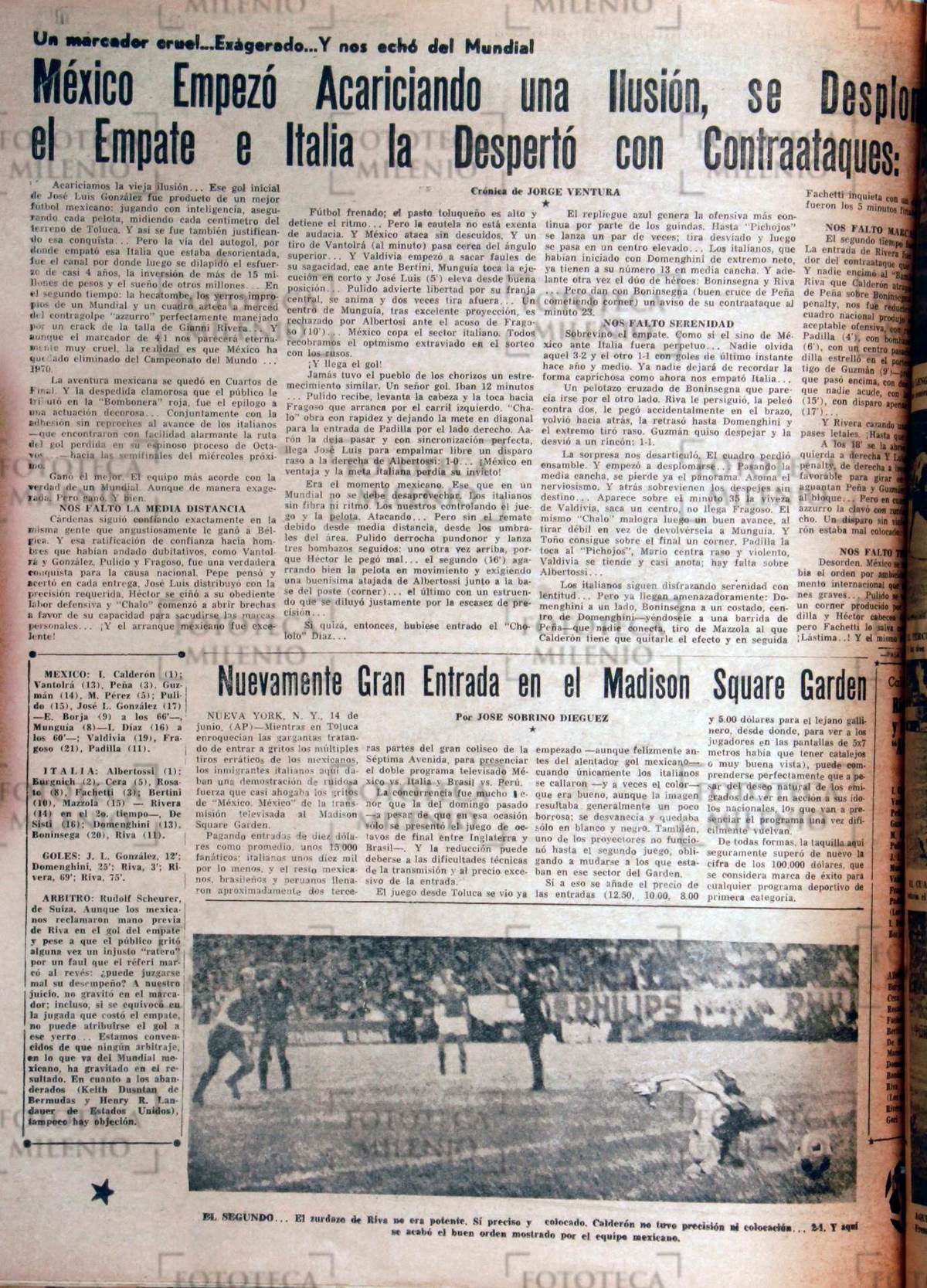 México es eliminado del Mundial de 1970 (Fototeca Milenio)