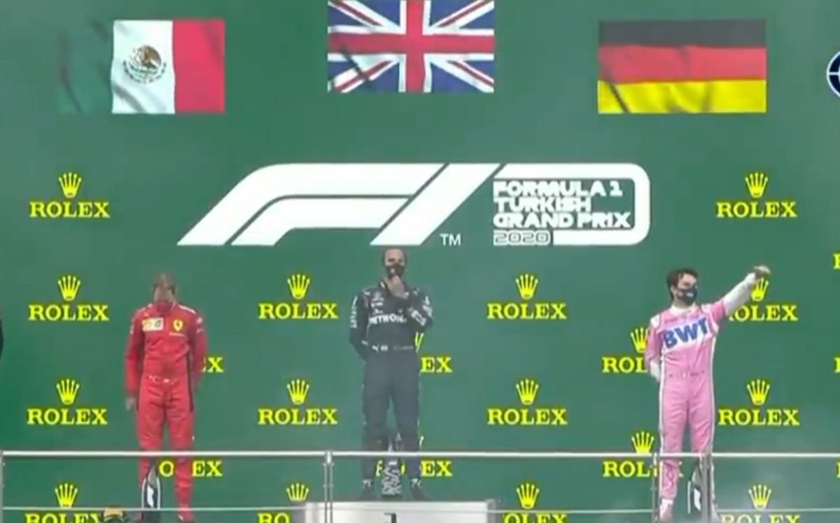 ¿Por qué colocaron mal las banderas de México y Alemania en el GP de Turquía? (Captura Fox Sports)